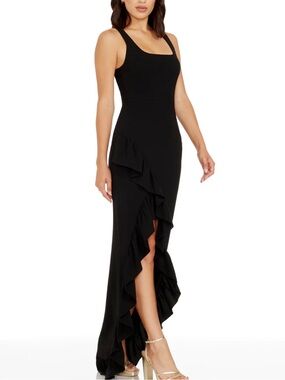Dress the Population Charlene Black High-Low Ruffle Maxi Dress